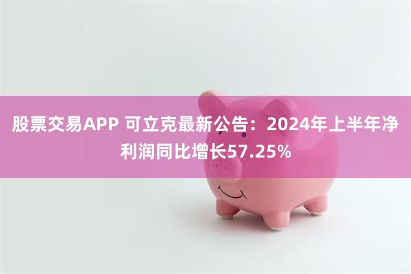 股票交易APP 可立克最新公告：2024年上半年净利润同比增长57.25%